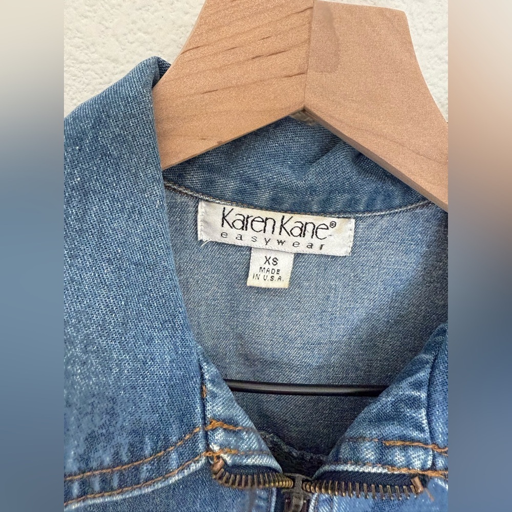 Vintage 90s Karen Kane Denim Zip Vest XS - Picture 2 of 8
